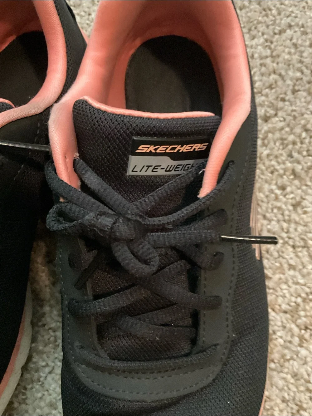 Skechers Black Athletic Sneakers with Coral Accent